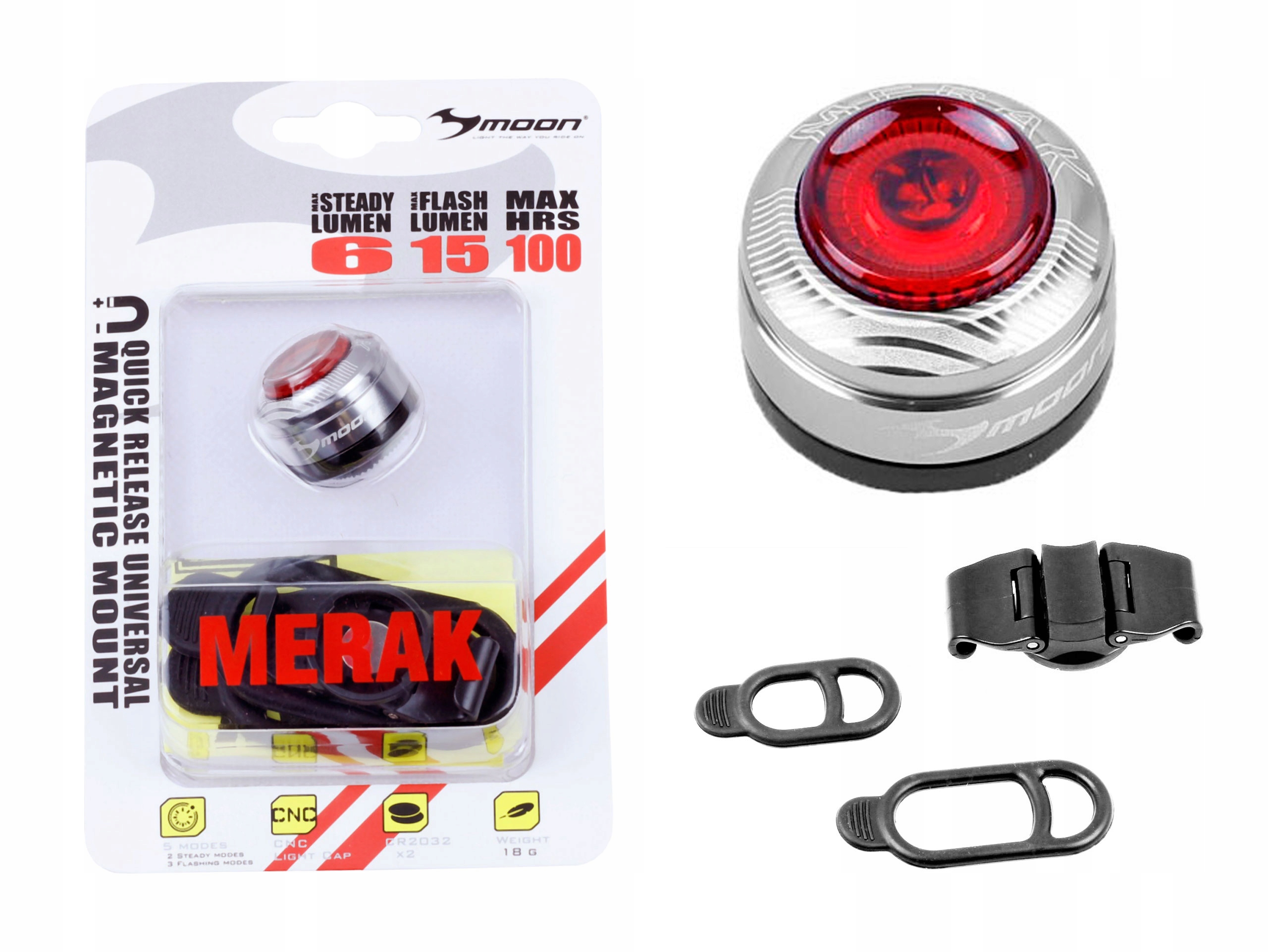 Lampka Tył Moon Merak Tryb dzienny Day Flash