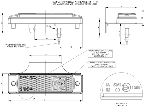 Lampa lampka obrysowa obrysówka Laweta Pomoc leda Producent części Inny
