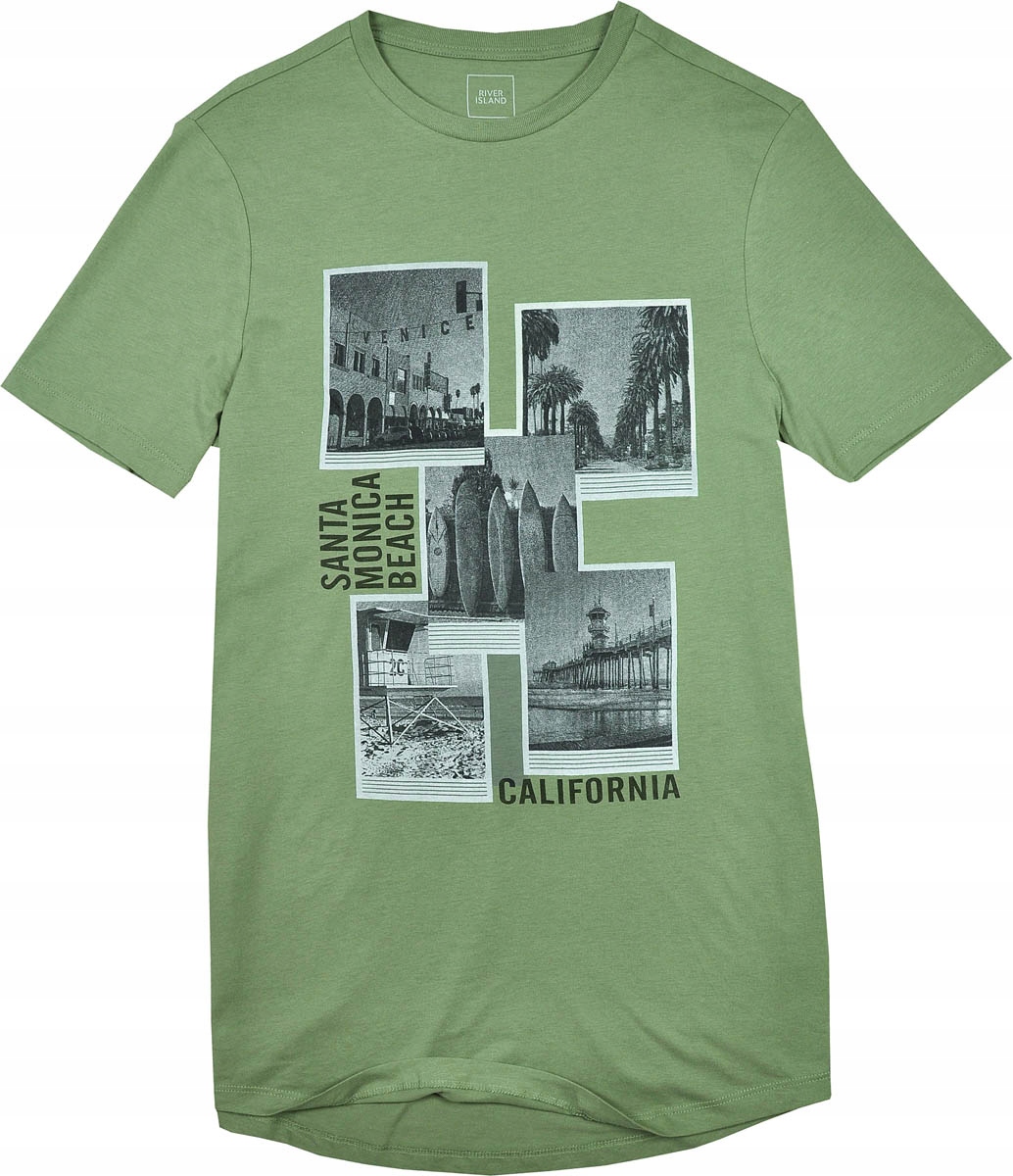 

River Island Męska Koszulka Oliwkowy T-Shirt Ca M