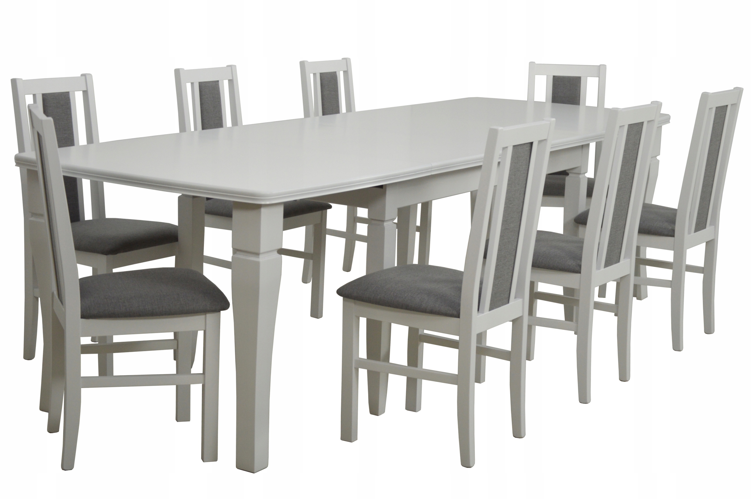 Biela KUCHYŇA nastaviť jedálenský Stôl 100x160/400 a 8 stoličiek