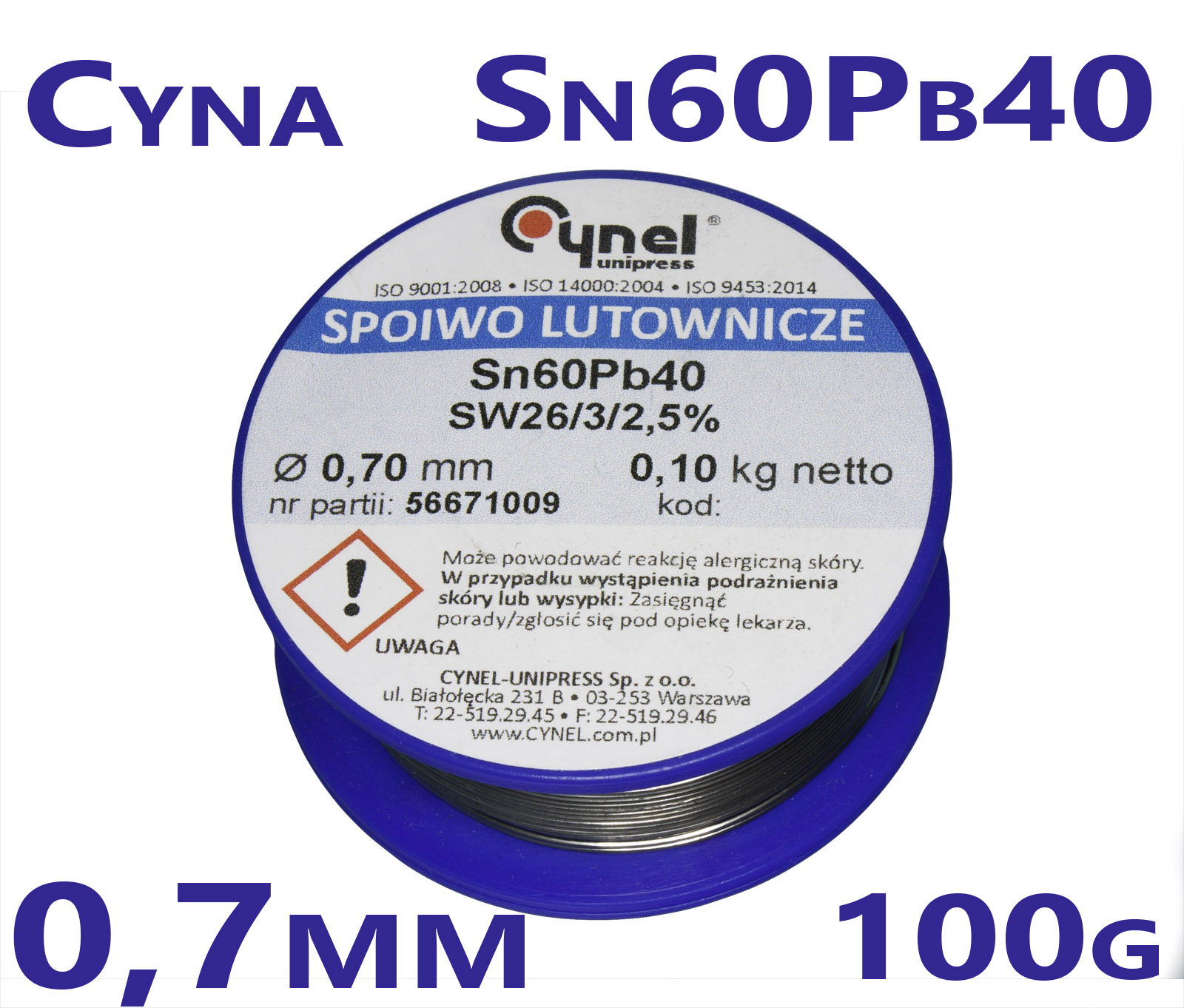 [1szt] Cyna 0,7mm 100g Sn60Pb40 spoiwo lutownicze