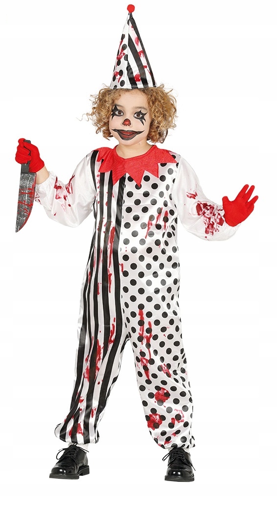 Strój Na Halloween Dla Chłopaka STRÓJ STRASZNEGO KLAUNA PAJACA HALLOWEEN 110-115cm 7621170347 - Allegro.pl