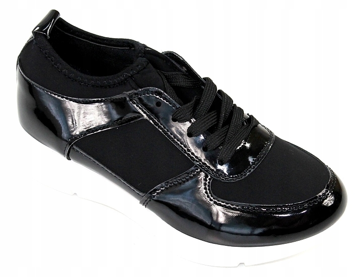 BUTY lakierowane BIAŁA PODESZWA ka79 CZARNE - 7129652161 - oficjalne