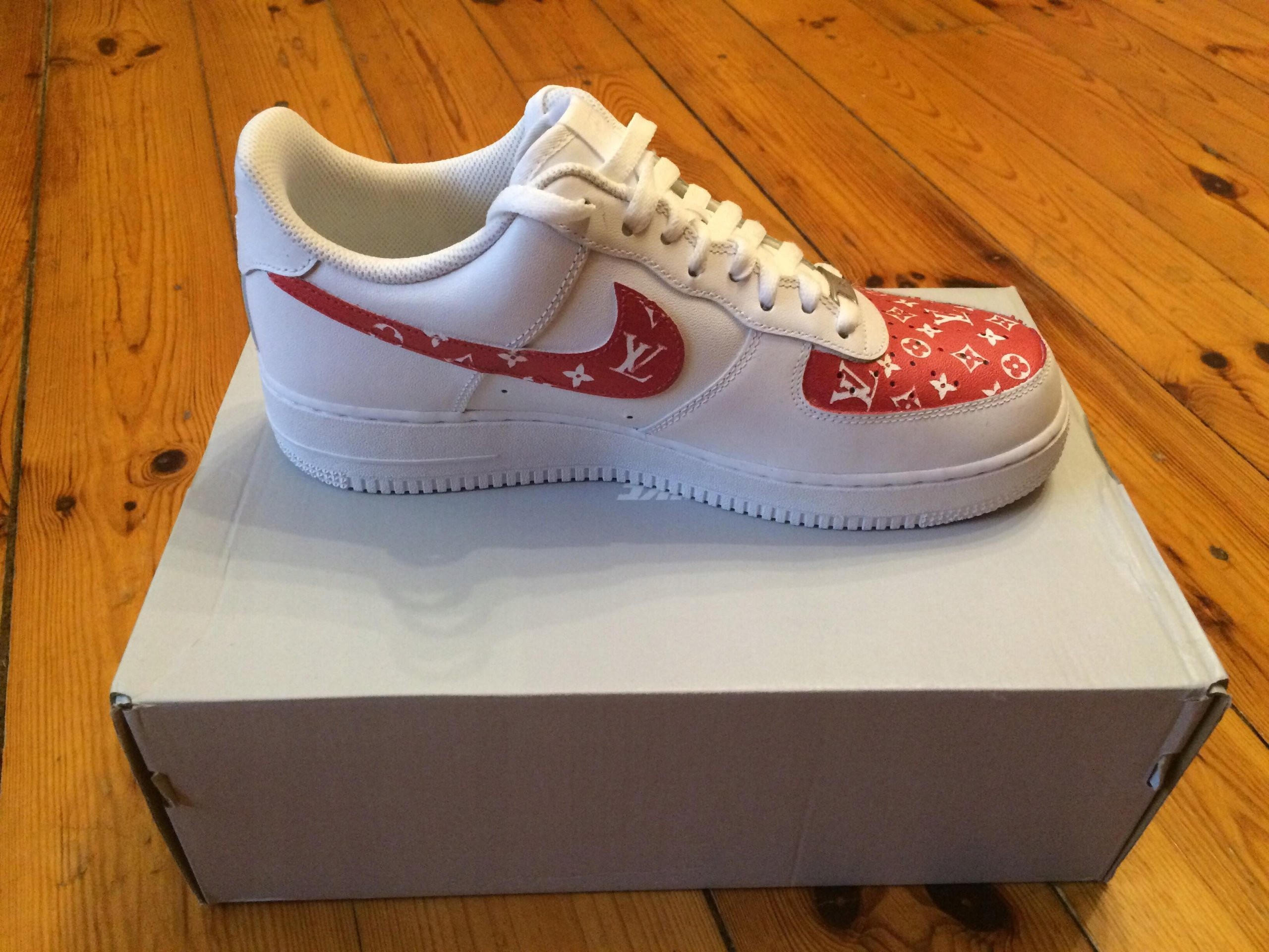 Buty Nike Air Force 1 White CUSTOM Louis Vuitton - 7412614725 - oficjalne archiwum allegro