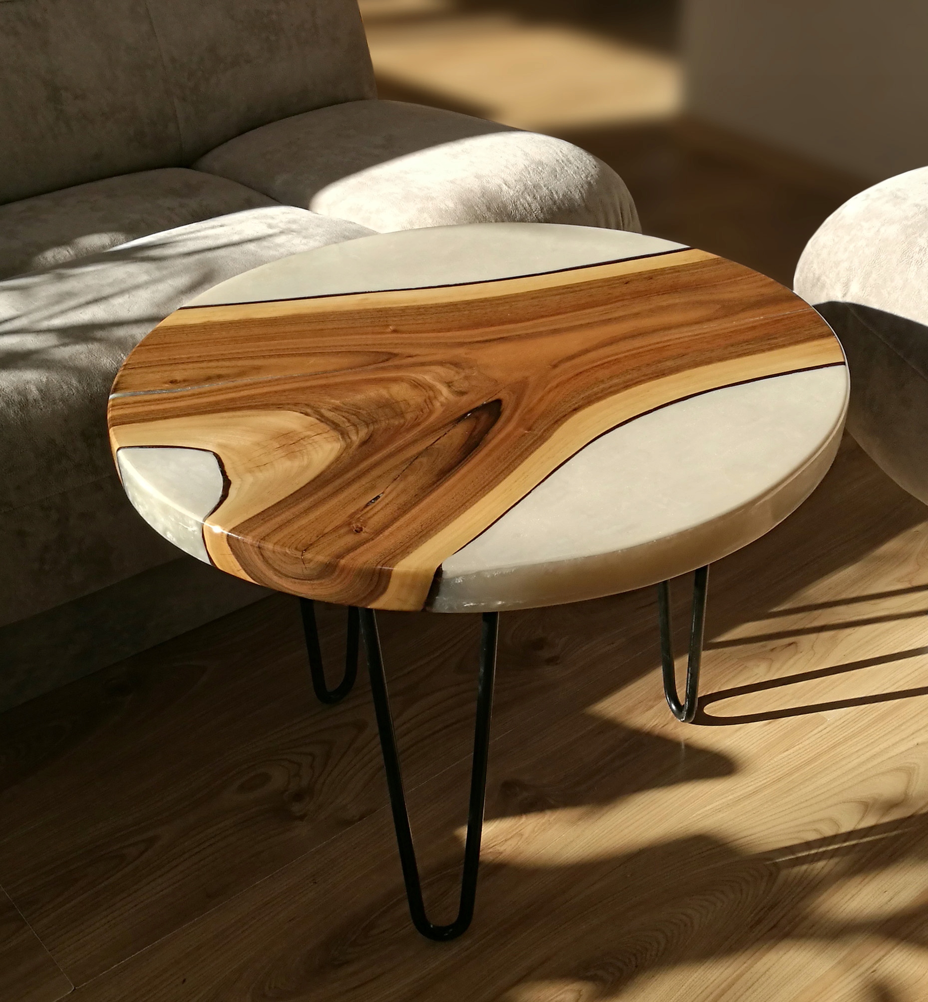 Stolik kawowy, drewno, żywica, biały owalny - 7641208717 - oficjalne