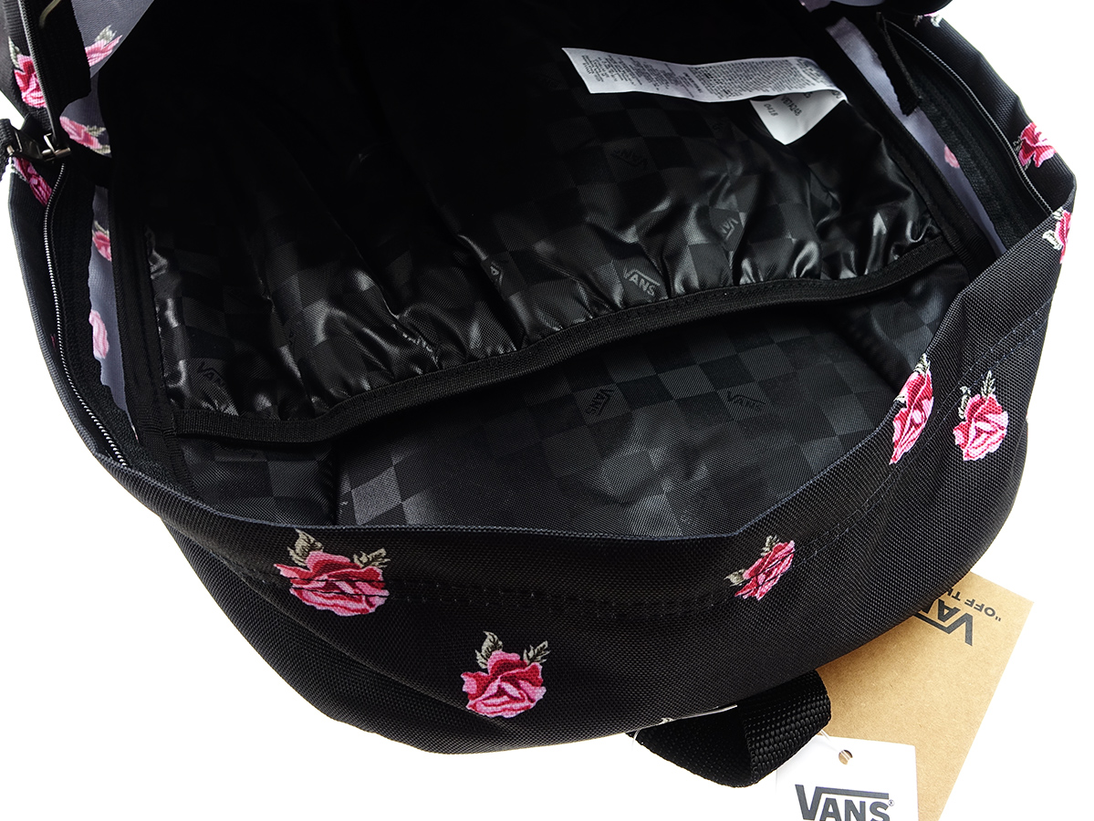 vans realm backpack black rose