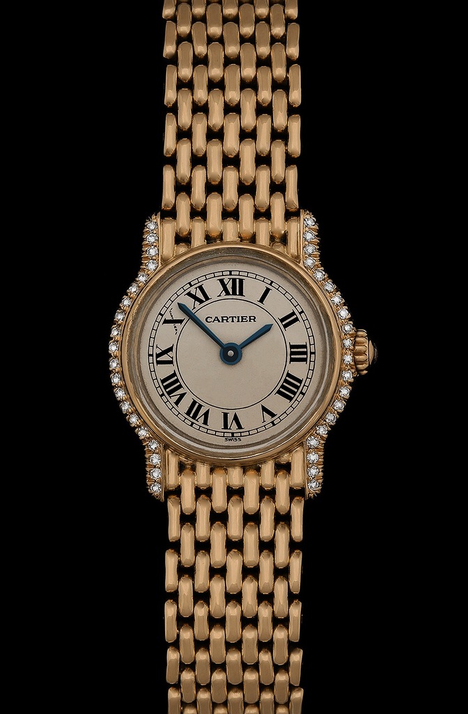 ZŁOTY ZEGAREK CARTIER Z BRYLANCIKAMI+ETUI