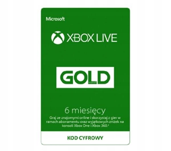 XBOX LIVE GOLD 6 MIESIĘCY 180 DNI ONE S X KOD KEY