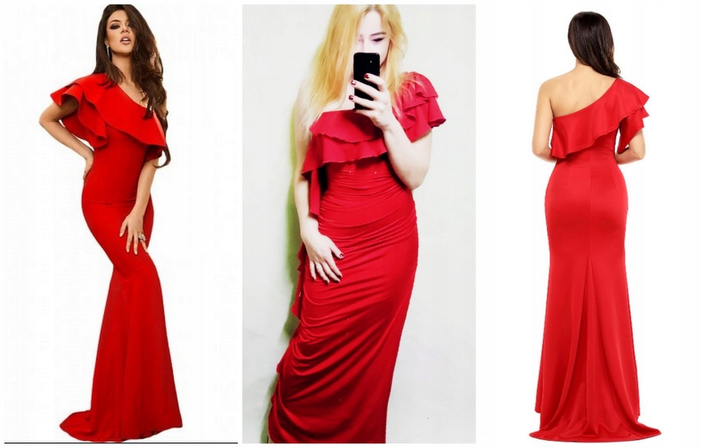 Czerwona sukienka balowa Maxi hiszpanka syrenka 40 - 7784236864 - oficjalne  archiwum Allegro