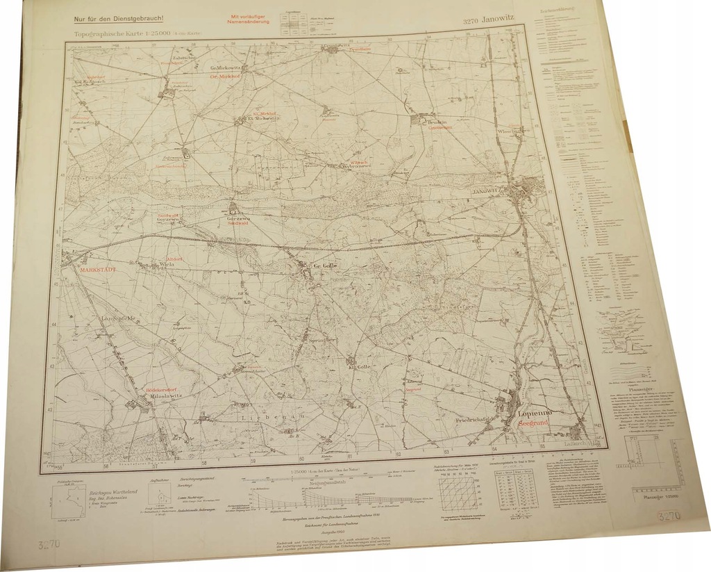 449. Mapa JANOWIEC WIELKOPOLSKI Janowitz 1940r.