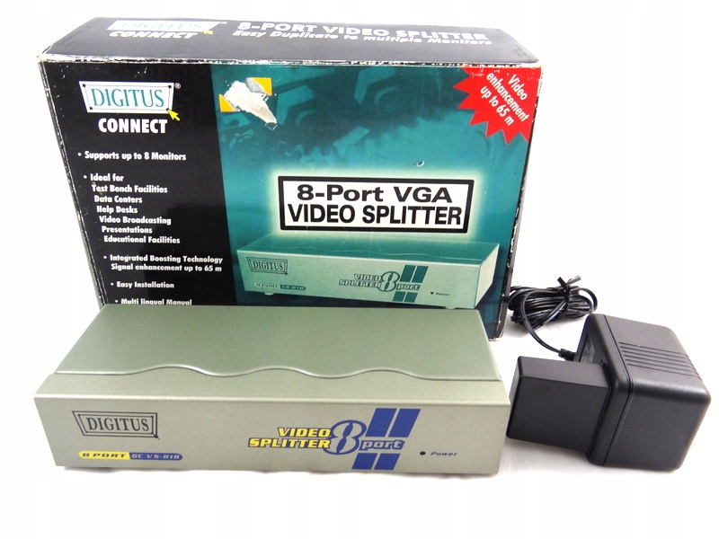 ROZDZIELACZ SYGNAŁU WIDEO 8 PORTÓW VGA SPLITTER