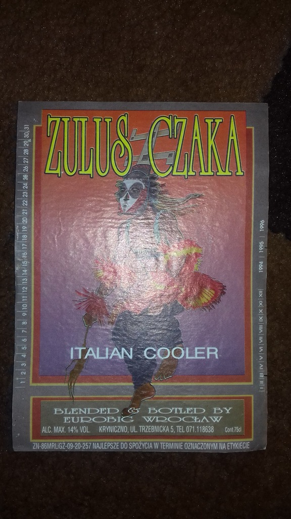 Etykieta po winie ZULUS CZAKA jabol, bełt, alpaga