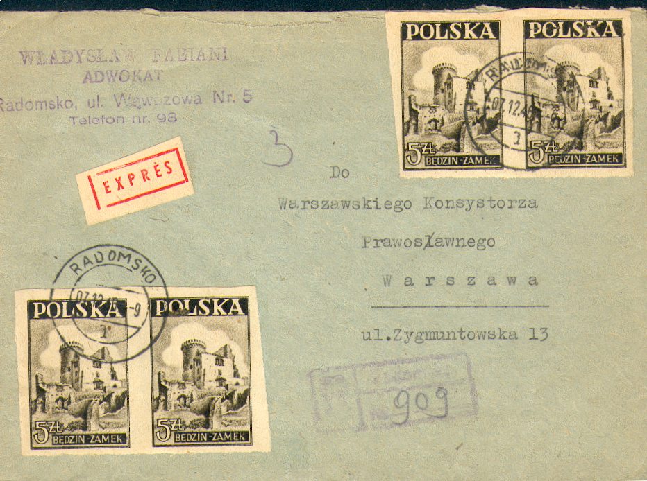 1948 - Radomsko - polecony expres
