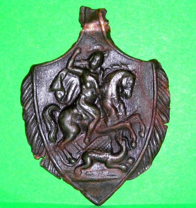 św Jerzy -- stary i duży medalion ok 78 mm x 58 mm
