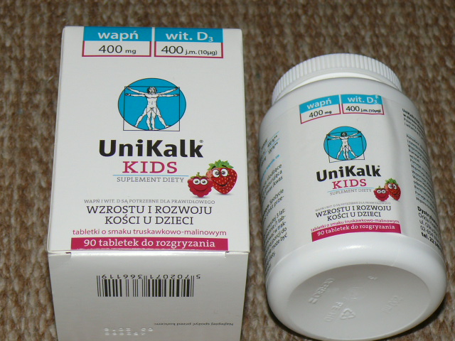UniKalk Kids -tabl.do rozgryzania 90 szt,wapń witD