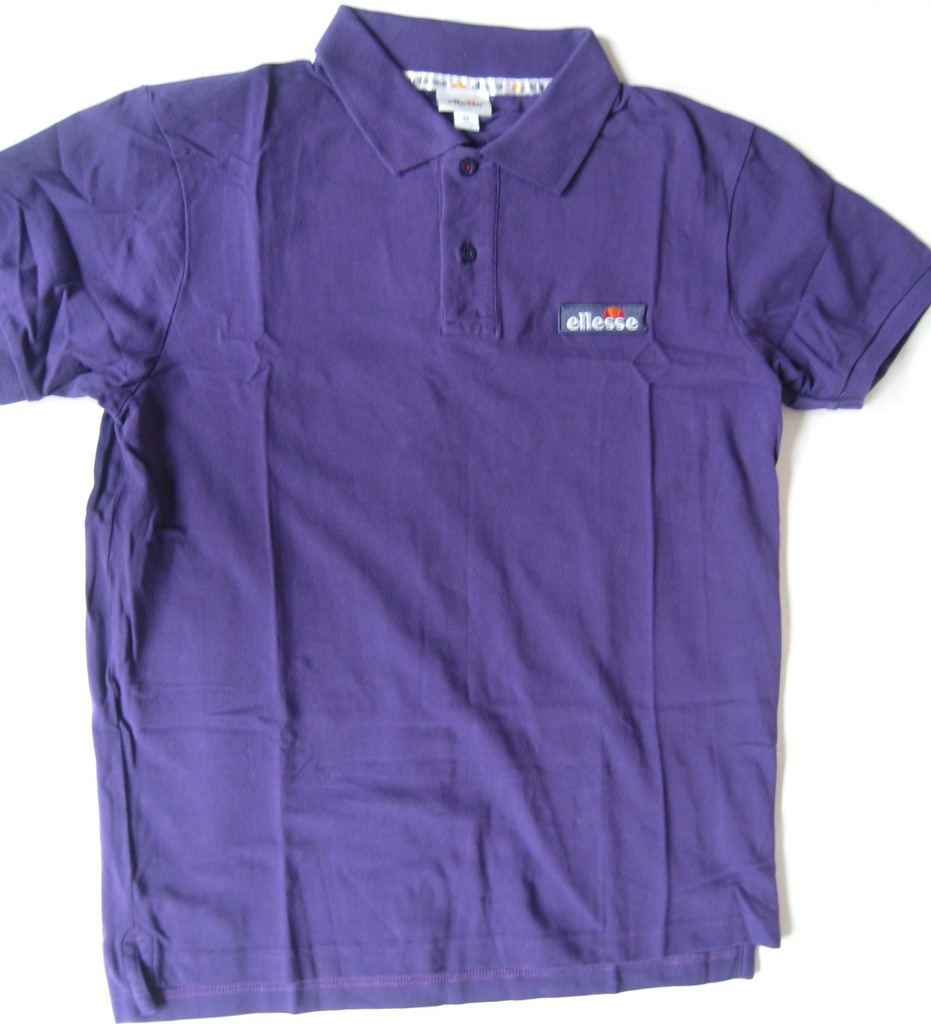 ELLESSE T-shirt Polo fioletowy haftowane logo r. M