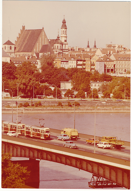 Warszawa Most tramwaj samochód STAR Trambus i śmie