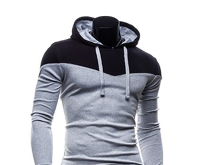 Bluza Męska SLIM FIT , Czarno Szara, XXL