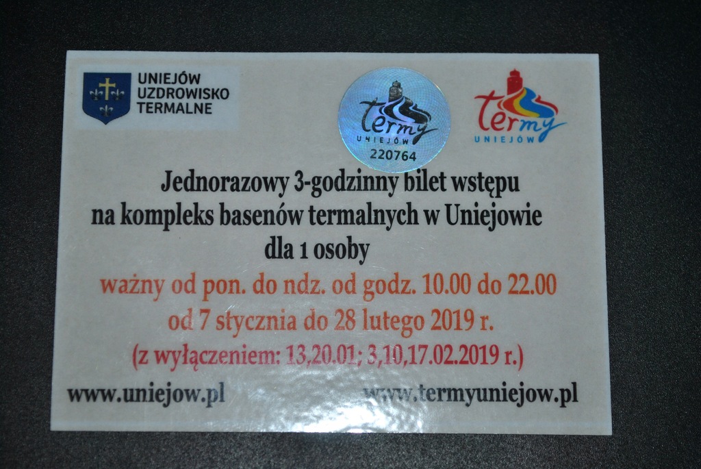 Bilet wstępu 3 godzinny TERMY Uniejów