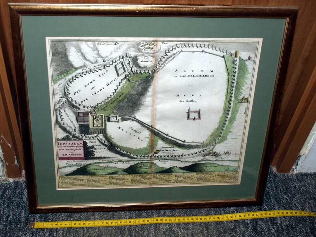 Jerozolima kolorowa mapa Weigel 1719r DUŻA