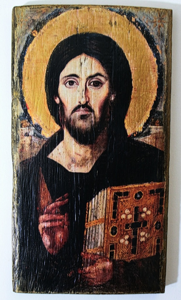 Jezus- ikona na drewnie Decoupage   obraz  DUŻA!