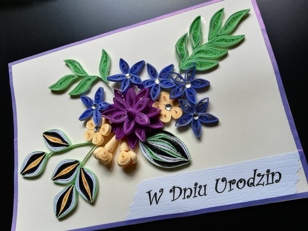 Kartka Urodzinowa 3D Quilling Handmade