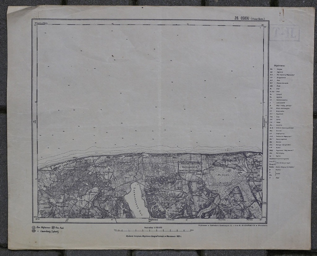 POMORZE Osieki Żarnowiec Jezioro Mapa WIG 1921
