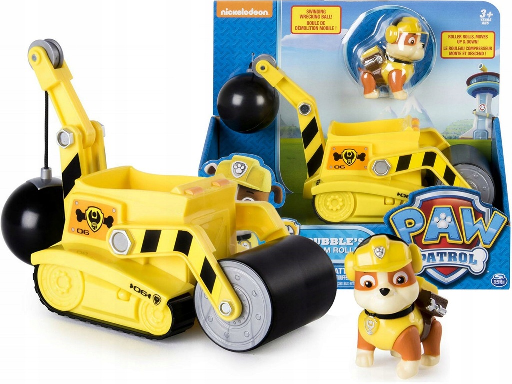 PSI PATROL FIGURKA RUBBLE + WALEC Z KULĄ BURZĄCĄ