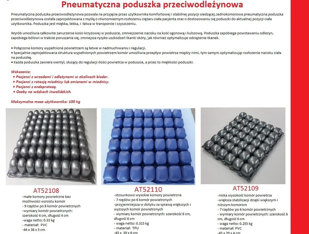 Poduszka PRZECIWODLEŻYNOWA do Wózka pneumatyczna
