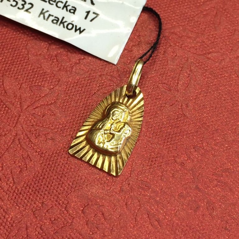 MAGICZNY ZŁOTY MEDALIK -0,65g - MATKA BOSKA KRAKÓW