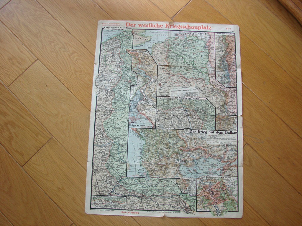 MAPA I WOJNA 1916 TERENY POLSKI I EUROPY