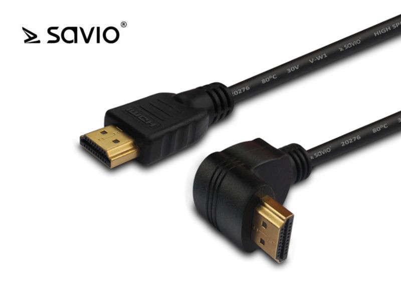 SAVIO CL-04 Kabel HDMI kątowy złoty v1.4 3D,,
