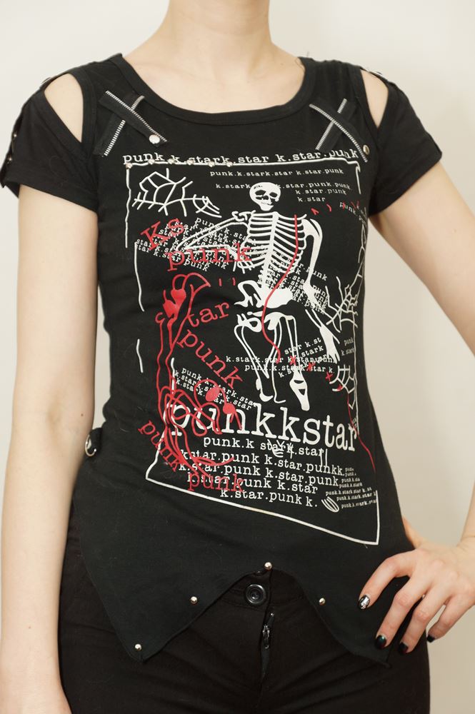 Asymetryczna koszulka T shirt punk rock emo goth