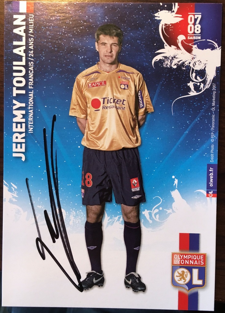 Autograf Jeremy Toulalan Olympique Lyon