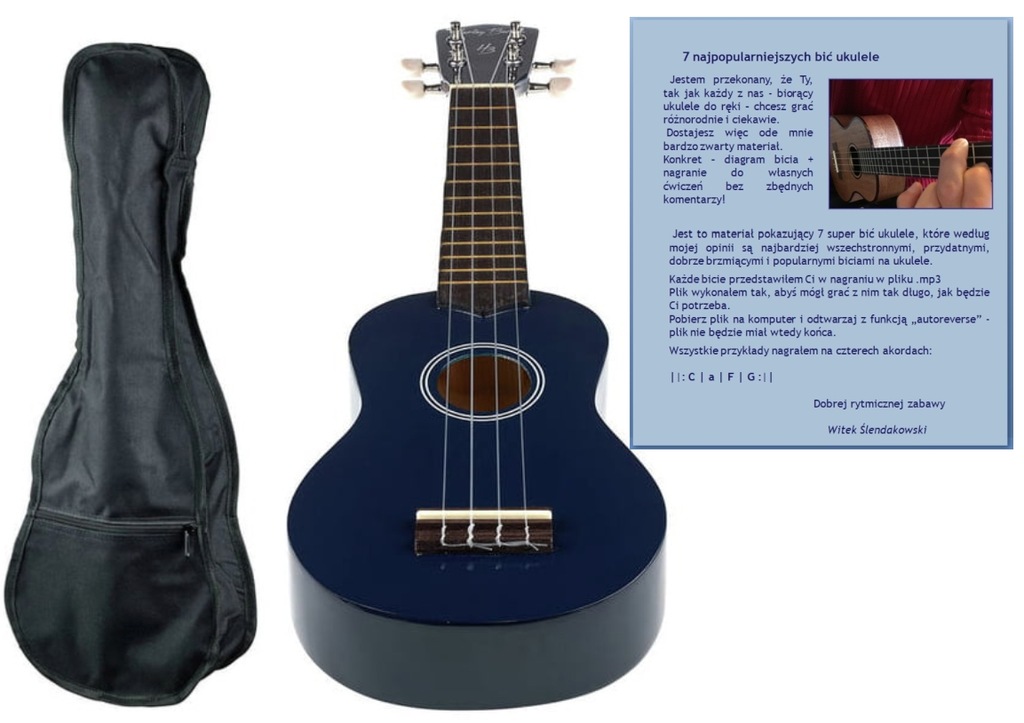 Ukulele Harley Benton UK12 BL Pokrowiec kurs rytmy 7636637156