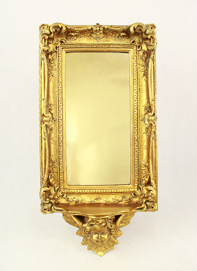 Barokowe lustro z półką - toaletka - złota rama