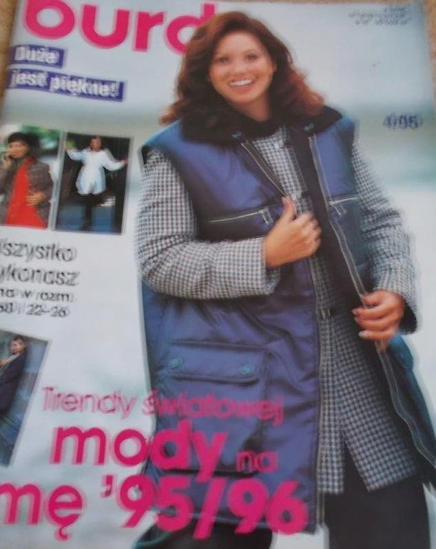 BURDA 4/95 DUŻE PŁASZCZ BIELIZNA SUKIENKA SPODNIE