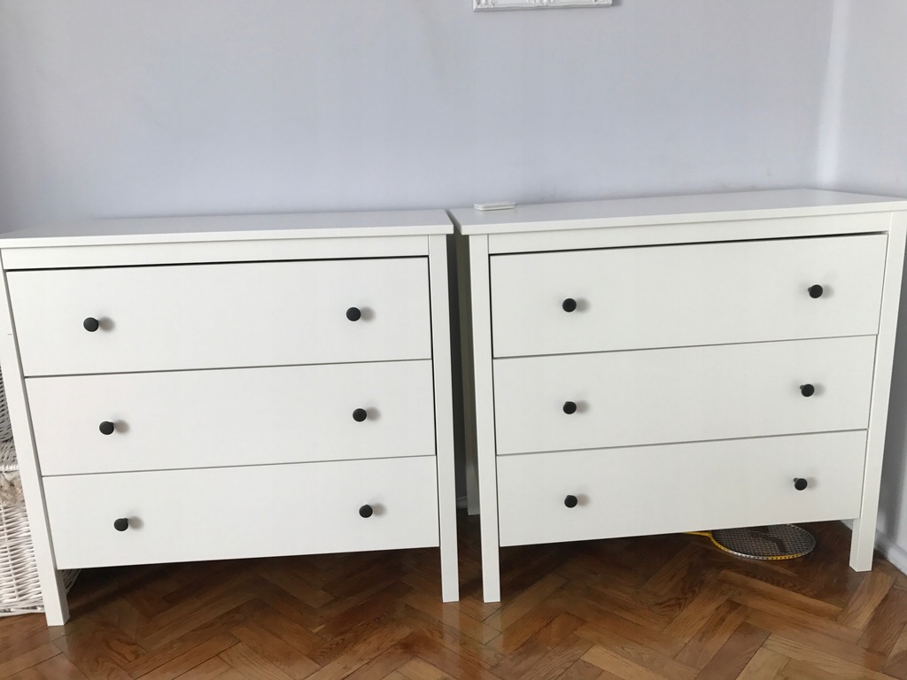 Biała komoda HEMNES IKEA 3-szufladowa 2 sztuki