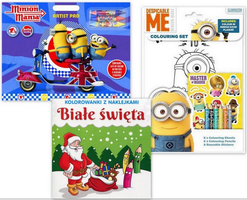 MINIONKI Mikołaj święta zestaw kolorowanki kredki