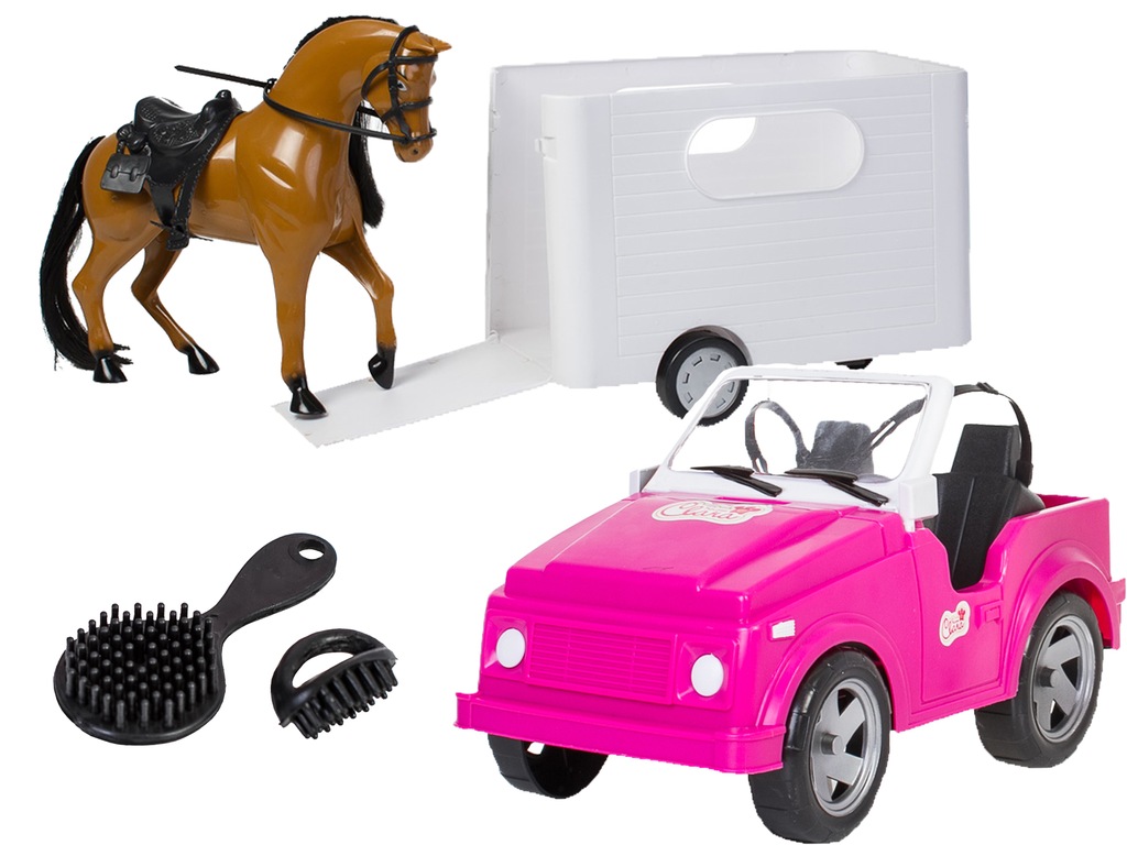 AUTO SAMOCHÓD + KOŃ Z PRZYCZEPĄ DLA LALEK BARBIE 7463930442