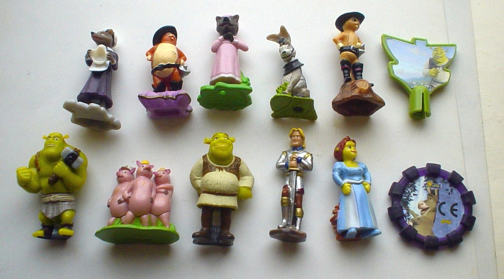Kinder niespodzianka Shrek Fiona  inne zest 10 szt