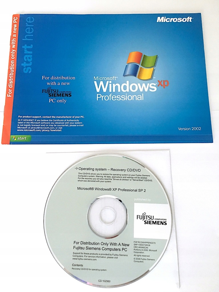 WIndows XP Professional SP2 OEM (CD+książka+klucz)