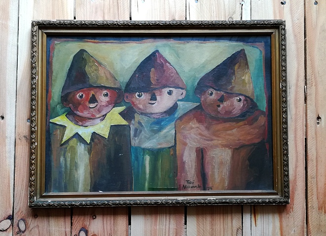 T. MAKOWSKI ,, UROCZY DUŻY STARY OBRAZ ,, PAJACYKI