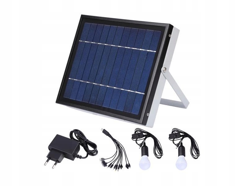 Panel solarny 7500mAh + ładowarka 2x USB + 2x LED