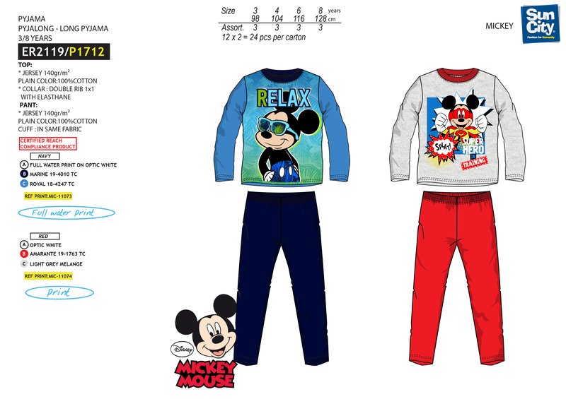 Piżama Myszka Mickey. Pakiet 24