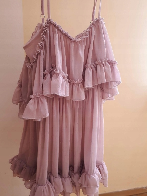 Sukienka eileen pudrowa różowa lou - 7581215159 - oficjalne archiwum Allegro