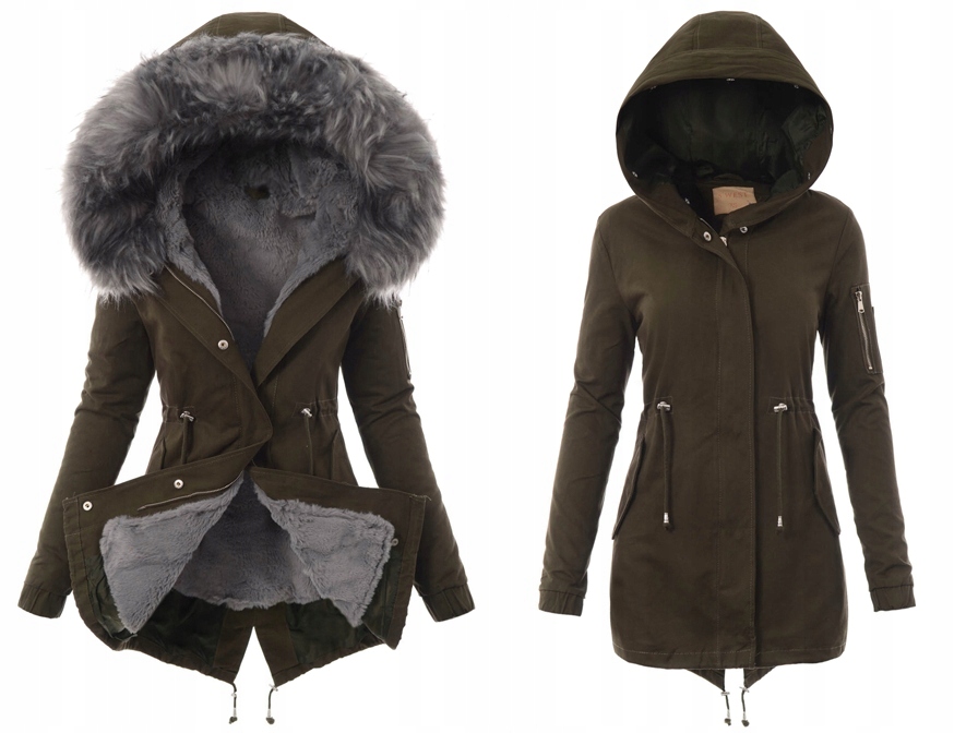 3009 damska parka kurtka 2w1 zimowa zielona 3009 damska parka kurtka 2w1 zimowa zielona