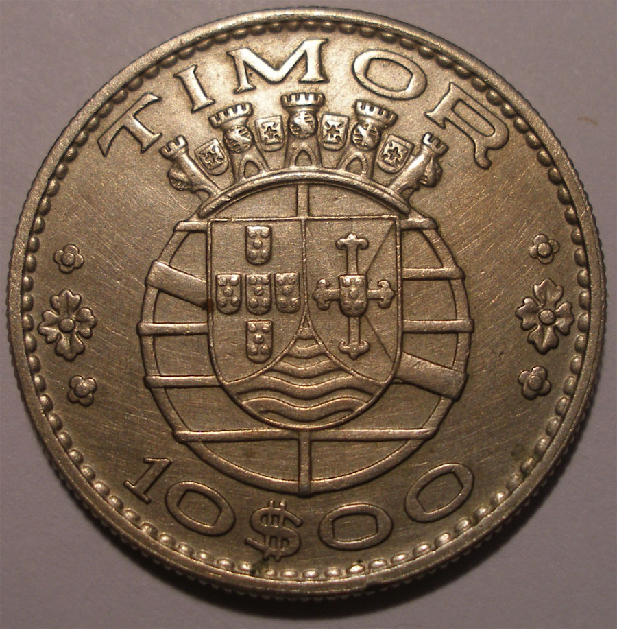 TIMOR WSCH. 10 escudos 1970 ŁADNA