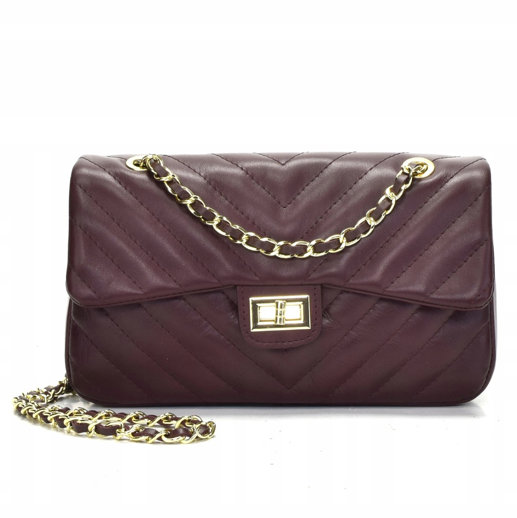 TOREBKA PIKOWANA JODEŁKA CHANELKA FLAP BORDO L