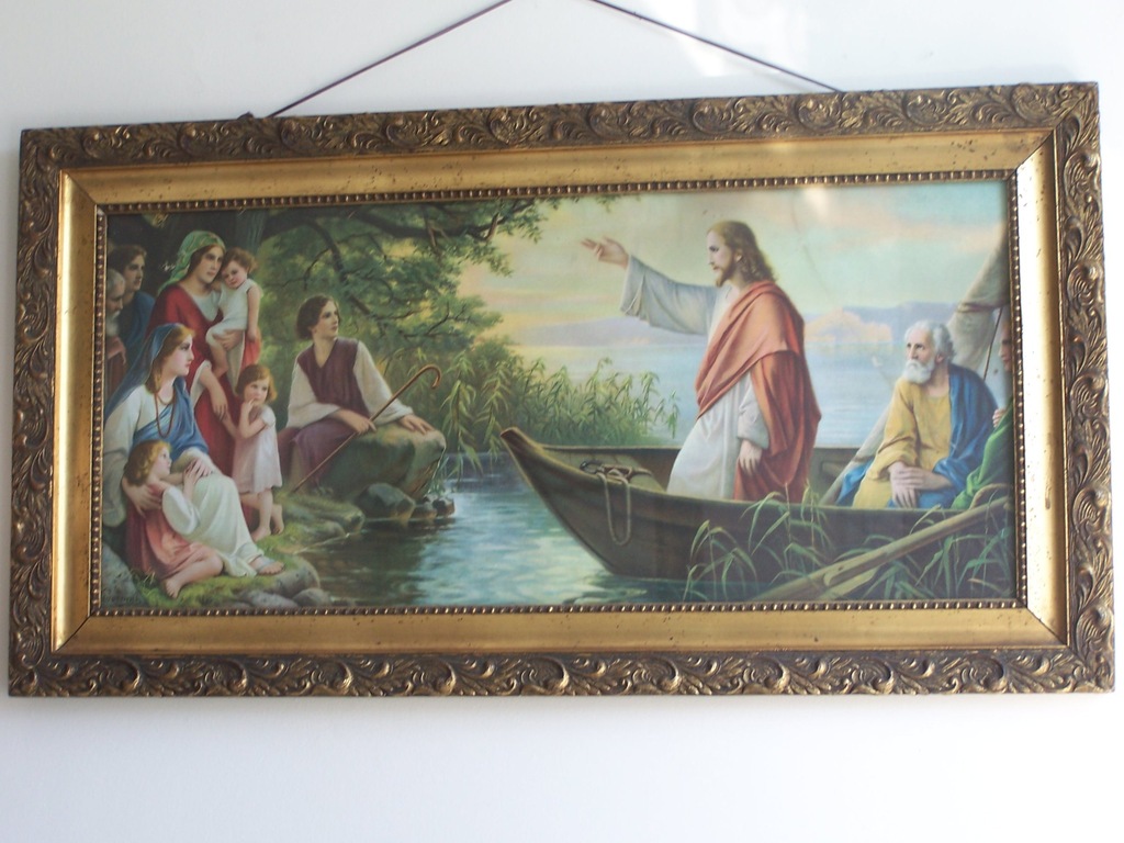 Przedwojenny obraz religijny z Chrystusem
